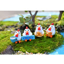 Pack of 4PCS Durable Hand-Painted Micro Landscape Decor Mini Resin Ornaments Animal Garden DIY Cocks White