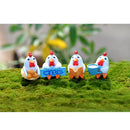 Pack of 4PCS Durable Hand-Painted Micro Landscape Decor Mini Resin Ornaments Animal Garden DIY Cocks White