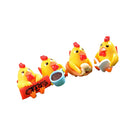 Pack of 4PCS Durable Hand-Painted Micro Landscape Decor Mini Resin Ornaments Animal Garden DIY Cocks Yellow