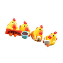 Pack of 4PCS Durable Hand-Painted Micro Landscape Decor Mini Resin Ornaments Animal Garden DIY Cocks Yellow