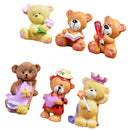 6 Piece Micro Landscape Mini Resin Bonsai Fairy DIY Garden Decor Teddy Bear