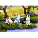Hand Painted Micro Landscape Mini Resin Bonsai DIY Flower Pot Decor Pink Rabbit Statue Home Garden Decor Ornaments Pack of 4PCS