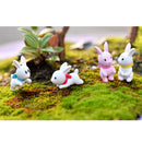 Hand Painted Micro Landscape Mini Resin Bonsai DIY Flower Pot Decor Pink Rabbit Statue Home Garden Decor Ornaments Pack of 4PCS