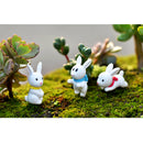 Hand Painted Micro Landscape Mini Resin Bonsai DIY Flower Pot Decor Pink Rabbit Statue Home Garden Decor Ornaments Pack of 4PCS