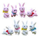 Hand Painted Micro Landscape Mini Resin Bonsai DIY Flower Pot Decor Pink Rabbit Statue Home Garden Decor Ornaments Pack of 4PCS