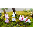 Hand Painted Micro Landscape Mini Resin Miniature Bonsai DIY Flower Pot Decor Rabbit Statue Home Garden Decor Ornaments Pack of 4PCS White