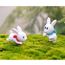 Hand Painted Micro Landscape Mini Resin Miniature Bonsai DIY Flower Pot Decor Rabbit Statue Home Garden Decor Ornaments Pack of 4PCS White