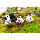Hand Painted Micro Landscape Mini Resin Miniature Bonsai DIY Flower Pot Decor Rabbit Statue Home Garden Decor Ornaments Pack of 4PCS White