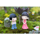 2 pairs Boys and Girls Mini Statue Bonsai Fairy Garden Micro Landscape Decor