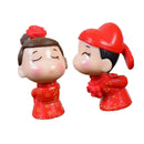 2 Pieces Miniature Resin Bride & Groom Figurine Landscape Pot Bonsai DIY Garden Outdoor Decor