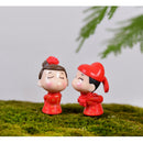 2 Pieces Miniature Resin Bride & Groom Figurine Landscape Pot Bonsai DIY Garden Outdoor Decor