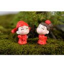 2 Pieces Miniature Resin Bride & Groom Figurine Landscape Pot Bonsai DIY Garden Outdoor Decor