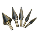 5pcs Titanium HSS Cone Step Drill Bit Set Imperial 1/4" 3/16" 1/2" Hex Shank