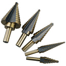 5pcs Titanium HSS Cone Step Drill Bit Set Imperial 1/4" 3/16" 1/2" Hex Shank