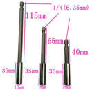 3 Piece 1/4'' Hex Square Drive Socket Ratchet Wobble Extension Bar Set Shank