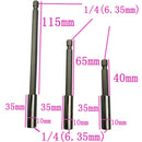 3 Piece 1/4'' Hex Square Drive Socket Ratchet Wobble Extension Bar Set Shank