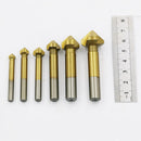 6 piece 90 Degree Flute Chamfer Countersink Drill Bit Hex Shank Wood Cutter