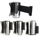 Stanchion Queue Barrier Wall Mount Crowd Control Retractable Ribbon 2m Black