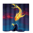 Home Hotel Bathroom Shower Room Door Window Decor Fish Cat Pattern Charms Fabric Bath Shower Curtain With 12 Hooks