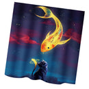 Home Hotel Bathroom Shower Room Door Window Decor Fish Cat Pattern Charms Fabric Bath Shower Curtain With 12 Hooks