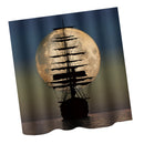 Home Hotel Bathroom Shower Room Door Window Decor Sailboat Moon Pattern Charms Bath Shower Curtain With 12 Hooks
