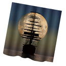 Home Hotel Bathroom Shower Room Door Window Decor Sailboat Moon Pattern Charms Bath Shower Curtain With 12 Hooks