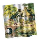 Home Hotel Bathroom Shower Room Door Window Decor Fashionable Print Charms Extra Long Fabric Bath Shower Curtain With 12 Hooks