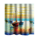 Home Hotel Bathroom Shower Room Door Window Decor Sunset Harbor Print Charms Extra Long Fabric Bath Shower Curtain With 12 Hooks