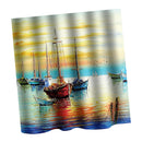 Home Hotel Bathroom Shower Room Door Window Decor Sunset Harbor Print Charms Extra Long Fabric Bath Shower Curtain With 12 Hooks