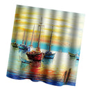 Home Hotel Bathroom Shower Room Door Window Decor Sunset Harbor Print Charms Extra Long Fabric Bath Shower Curtain With 12 Hooks