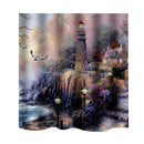 Home Hotel Bathroom Shower Room Door Window Decor Seaside House Print Charms Extra Long Fabric Bath Shower Curtain With 12 Hooks