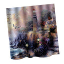 Home Hotel Bathroom Shower Room Door Window Decor Seaside House Print Charms Extra Long Fabric Bath Shower Curtain With 12 Hooks