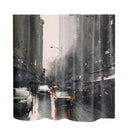 Home Hotel Bathroom Shower Room Door Window Decor City Street Print Charms Extra Long Fabric Bath Shower Curtain With 12 Hooks