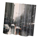 Home Hotel Bathroom Shower Room Door Window Decor City Street Print Charms Extra Long Fabric Bath Shower Curtain With 12 Hooks