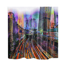 Home Hotel Bathroom Shower Room Door Window Decor Train Track Print Charms Extra Long Fabric Bath Shower Curtain With 12 Hooks