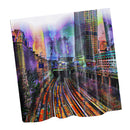 Home Hotel Bathroom Shower Room Door Window Decor Train Track Print Charms Extra Long Fabric Bath Shower Curtain With 12 Hooks