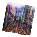 Home Hotel Bathroom Shower Room Door Window Decor Train Track Print Charms Extra Long Fabric Bath Shower Curtain With 12 Hooks