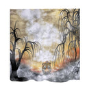 Home Hotel Bathroom Shower Room Door Window Decor Forest Tiger Print Charms Extra Long Fabric Bath Shower Curtain With 12 Hooks