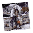 Home Hotel Bathroom Shower Room Door Window Decor Lovers In Rain Print Charms Extra Long Fabric Bath Shower Curtain With 12 Hooks