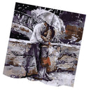Home Hotel Bathroom Shower Room Door Window Decor Lovers In Rain Print Charms Extra Long Fabric Bath Shower Curtain With 12 Hooks