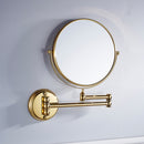 Easy Install Bathroom Wall Mounted Round Base Design Magnifying Dual Side Adjustable Makeup Beauty Mirror Gold