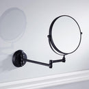 Easy Install Bathroom Wall Mounted Round Base Design Magnifying Dual Side Adjustable Makeup Beauty Mirror Black