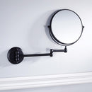 Easy Install Bathroom Wall Mounted Round Base Design Magnifying Dual Side Adjustable Makeup Beauty Mirror Black