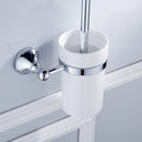 Toilet Brushes Chrome Holder Set Round Cup Wall Mount Bathroom Accessories