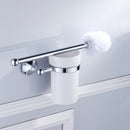 Toilet Brushes Chrome Holder Set Round Cup Wall Mount Bathroom Accessories
