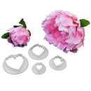 4 Piece Mini Peony Cookie Cutter Paste Plunger Cake Decorating Pastry Topper White