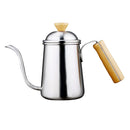 Kitchen Gooseneck Kettle 650ml Pour Over Coffee Tea Drip Pot w/ Wood Handle
