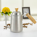 Kitchen Gooseneck Kettle 650ml Pour Over Coffee Tea Drip Pot w/ Wood Handle
