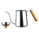Kitchen Gooseneck Kettle 650ml Pour Over Coffee Tea Drip Pot w/ Wood Handle
