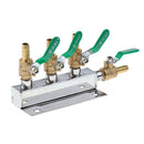 3-Way Splitter CO2 Beer Gas Manifold/Distributor 1/8" Shutoff Valves